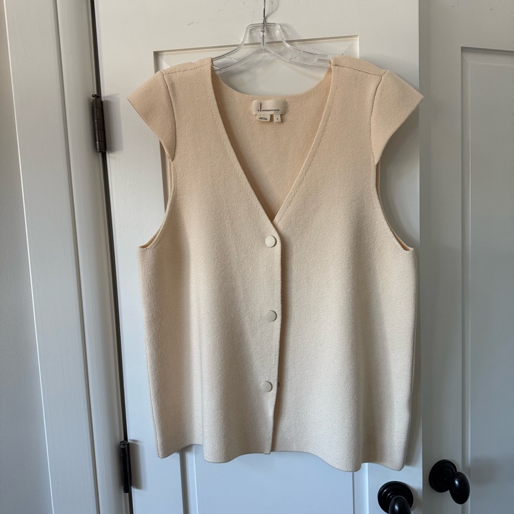 Anthropologie Cream Knit Vest New without Tags